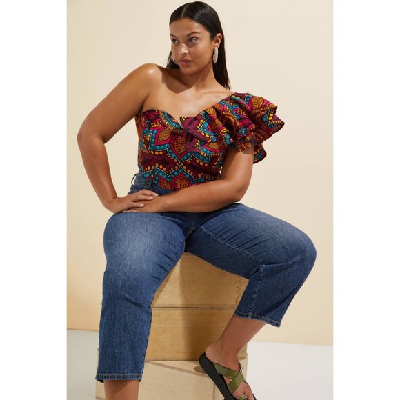 Anthropologie SIKA Ruffled One-Shoulder Blouse - Picture 1 of 9